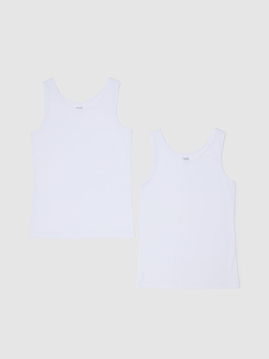 Set of two white cotton girls' vests with regular fit_0