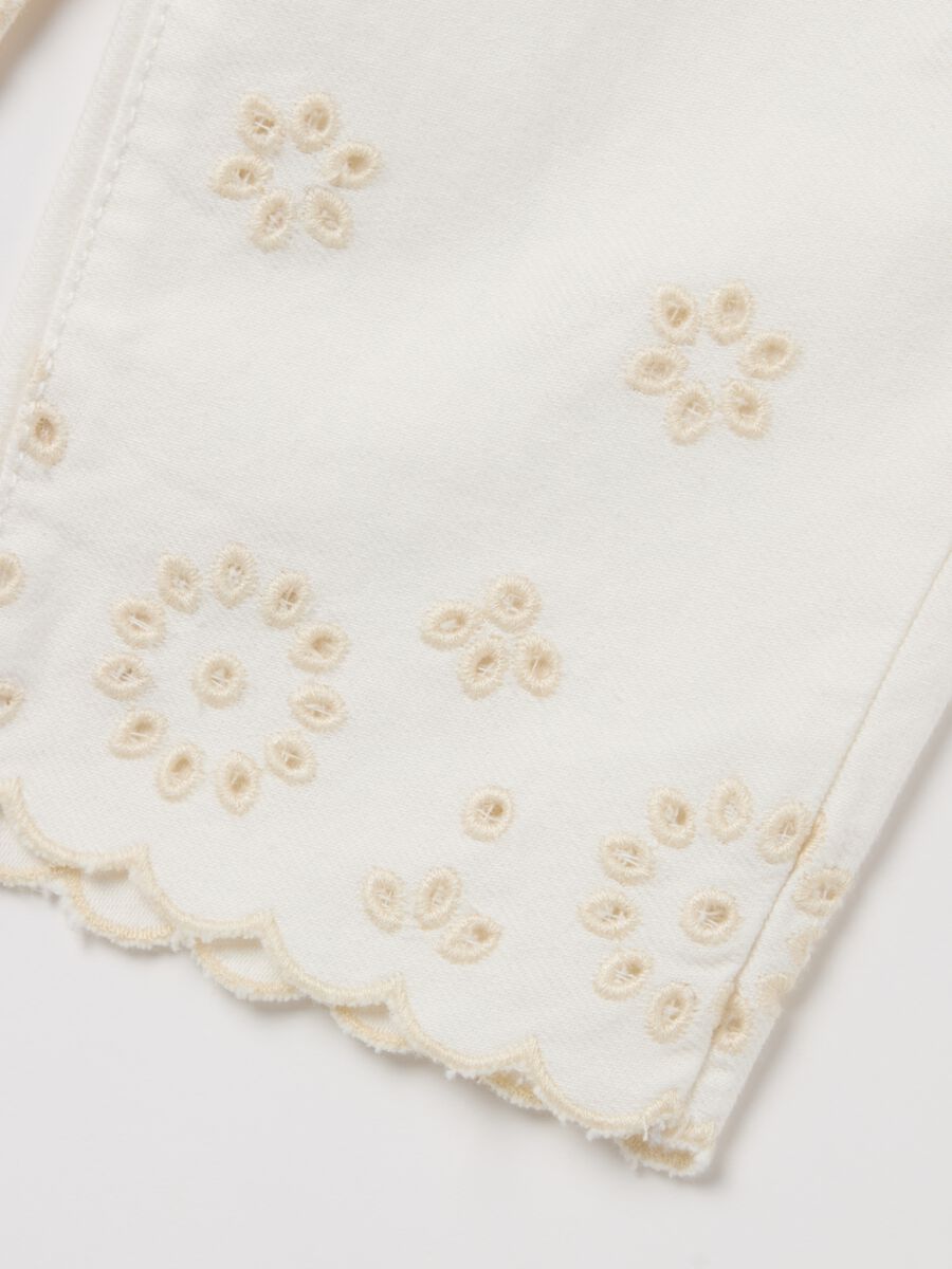 Five-pocket trousers with broderie anglaise embroidery_3