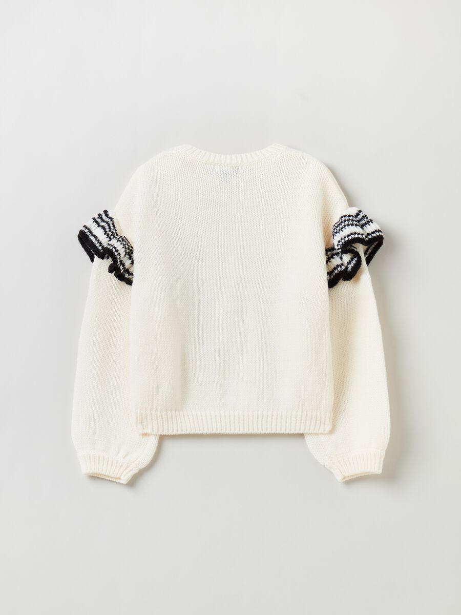 Pullover in maglia con volant a righe_1