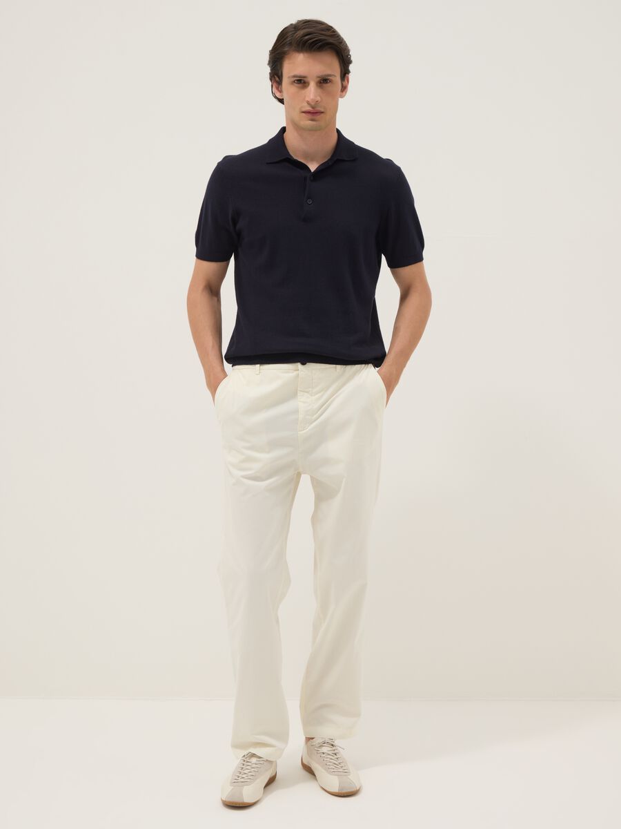 White cotton chino trousers, carrot fit_0