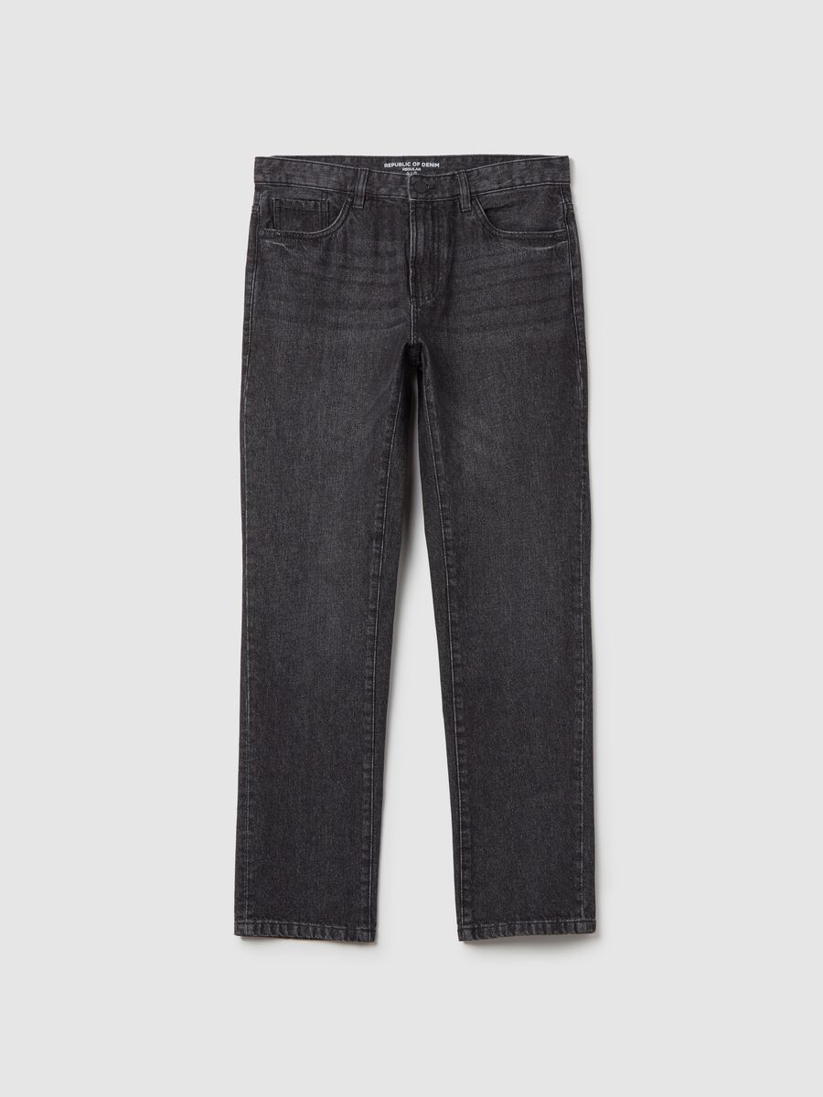 Regular fit jeans with discolouring_4