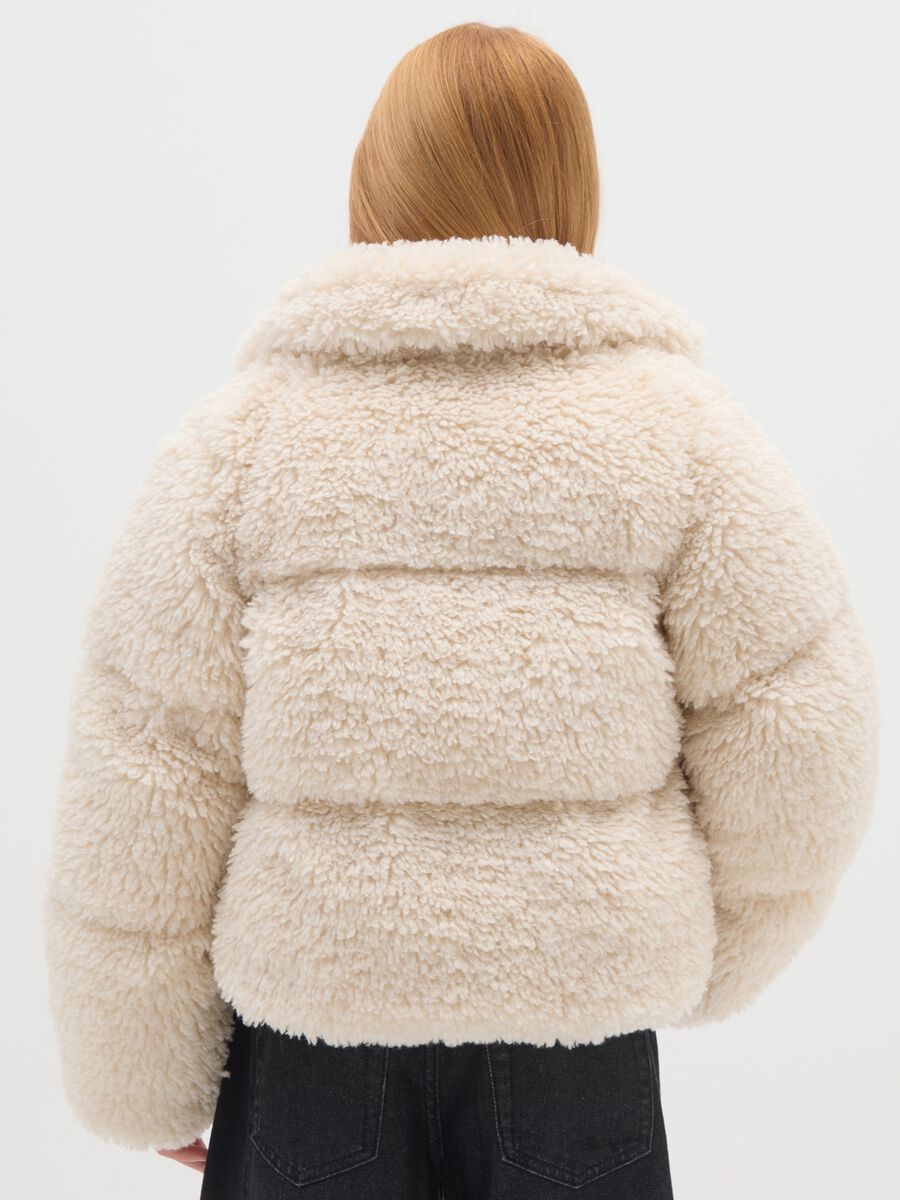 Regular fit beige girl's jacket with zip_1