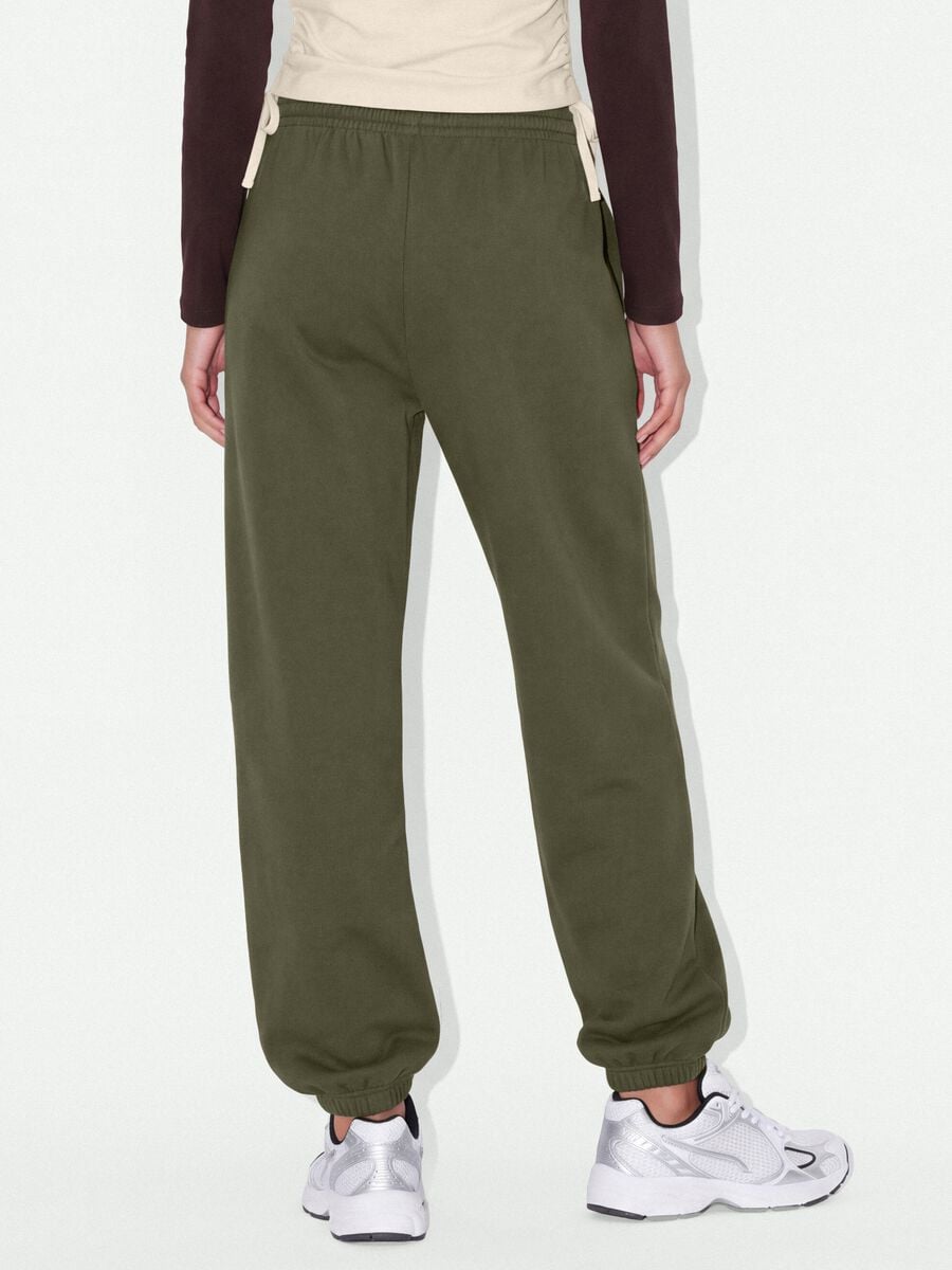 Pantaloni jogger verdi in misto cotone con coulisse_3