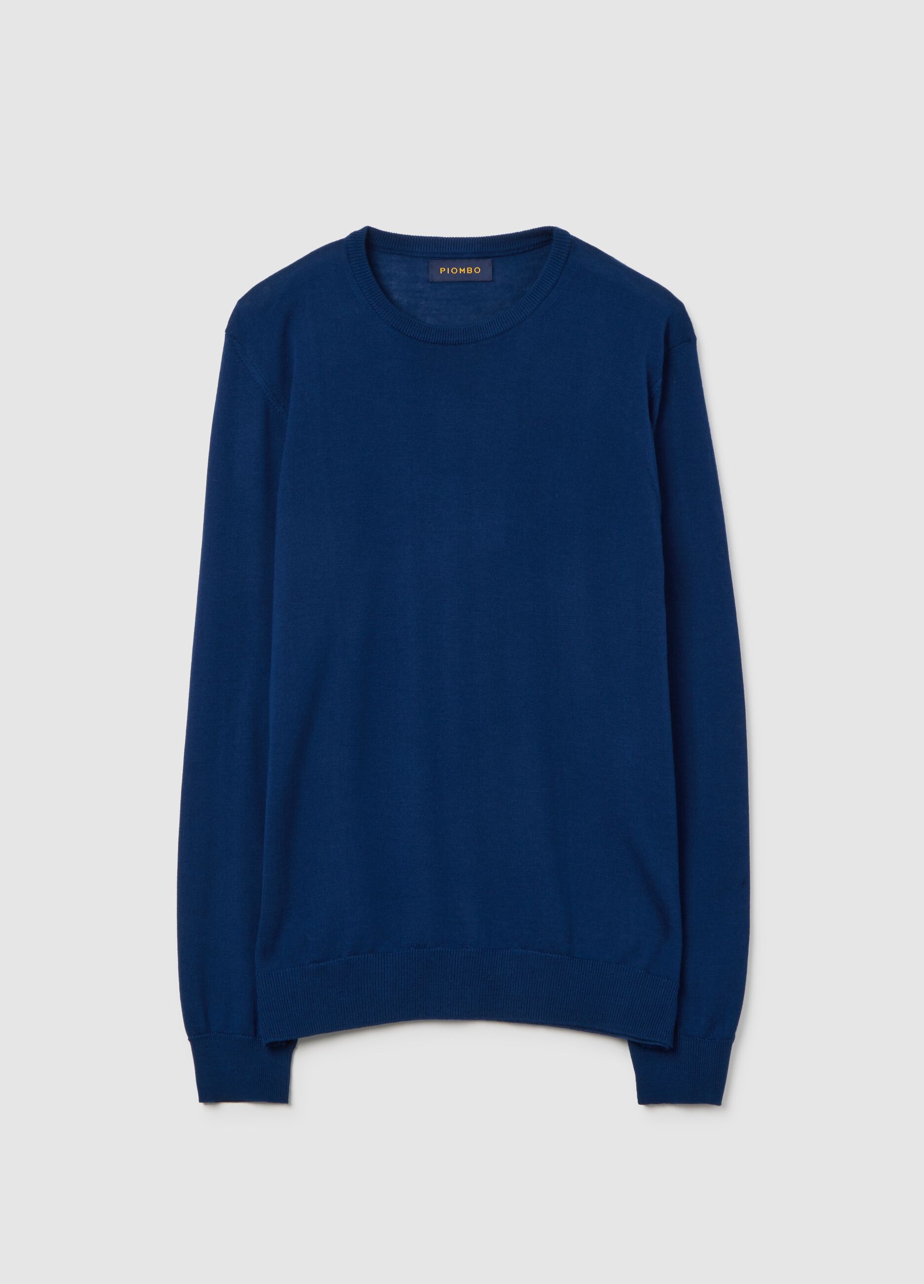 Blue Merino Wool Long Sleeve Jumper