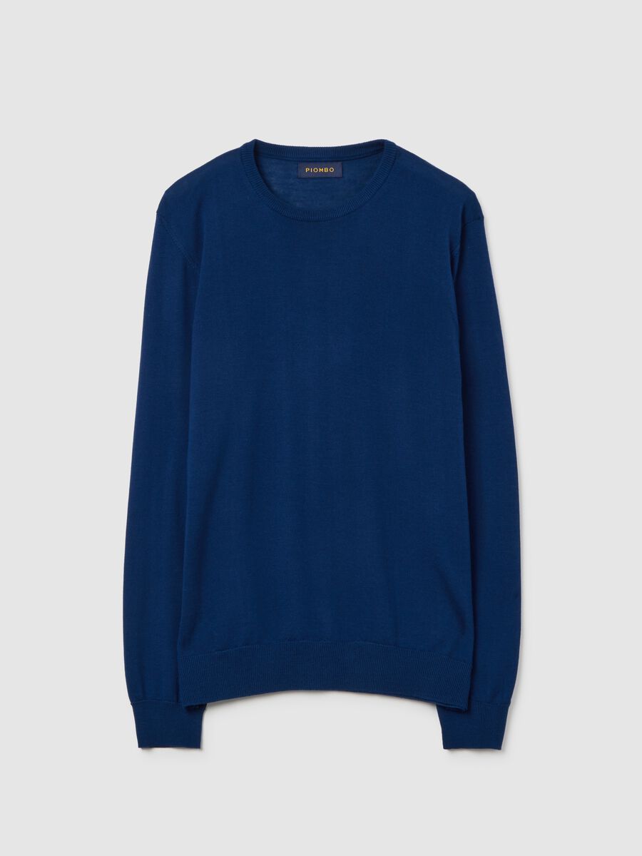 Blue Merino Wool Long Sleeve Jumper_0