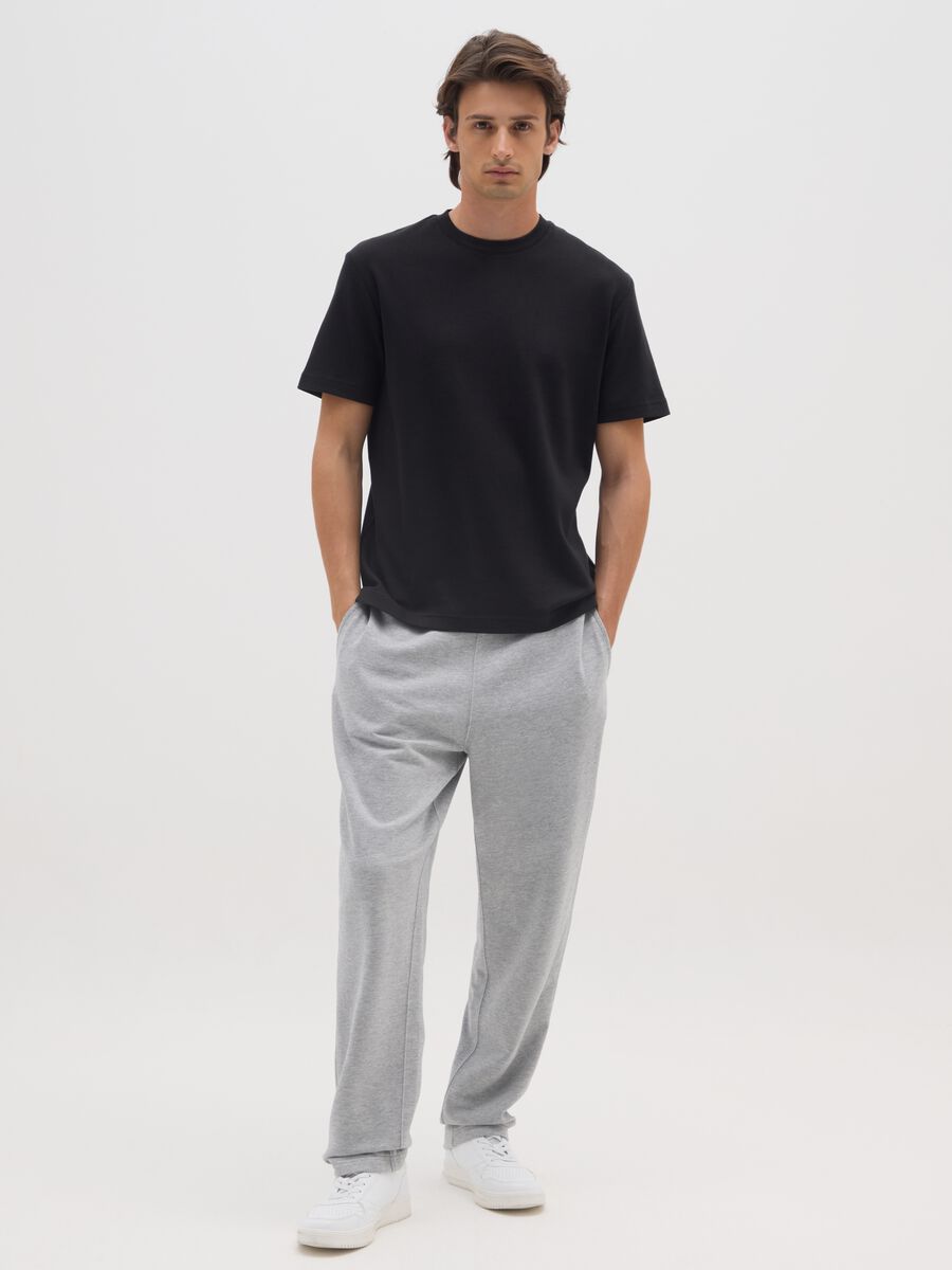 Grey pure cotton trousers with oversized fit_0