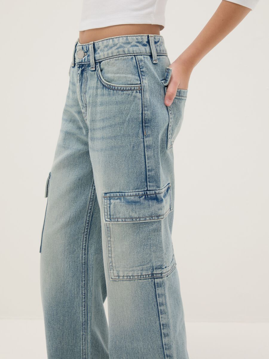 Blue denim pure cotton regular fit jeans for girls_2