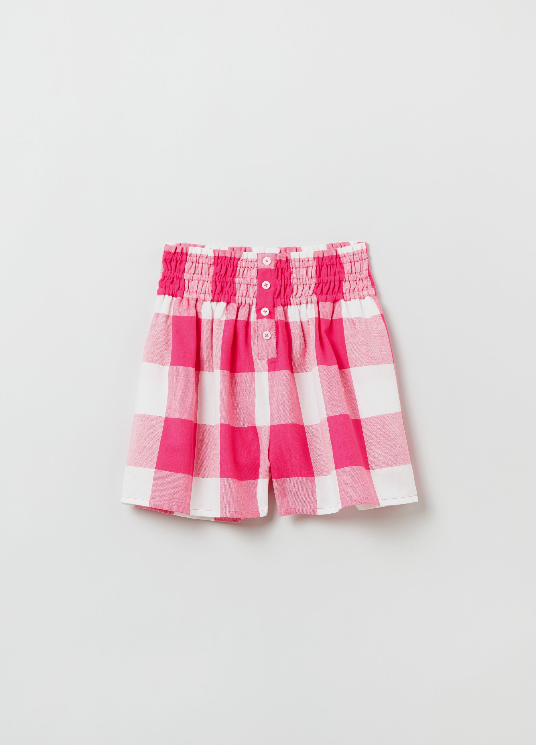 Shorts in cotone a quadri_0
