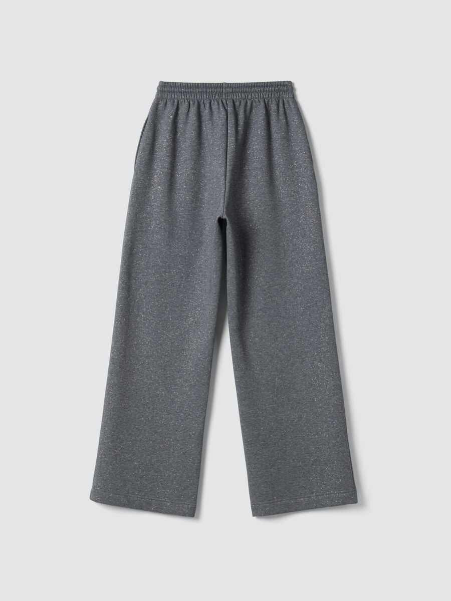 Grey wide-leg cotton-blend trousers with lurex_2