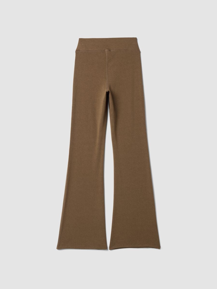 Leggings marroni flare fit in viscosa jersey elasticizzata_2