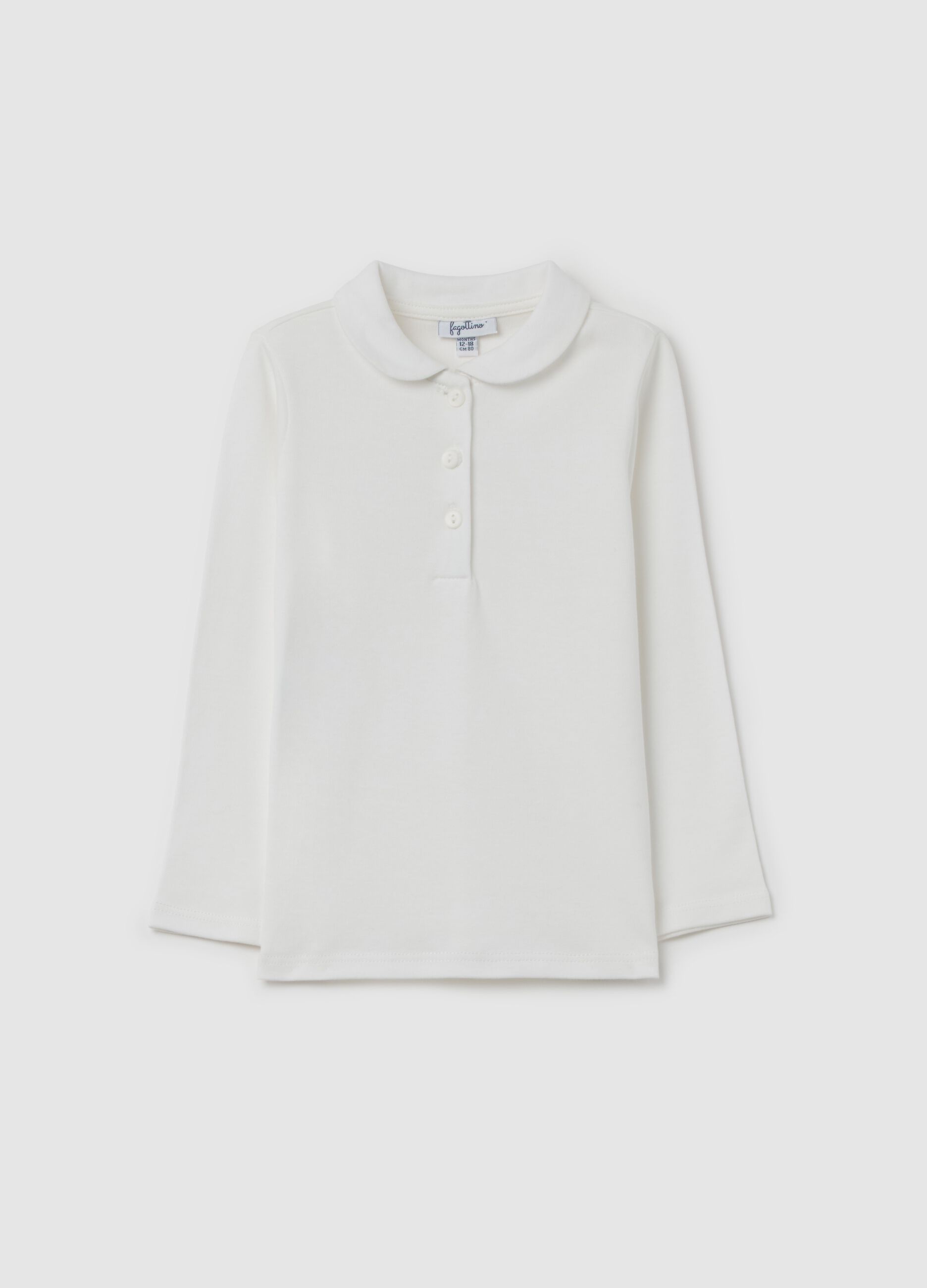 Long-sleeved cotton polo shirt