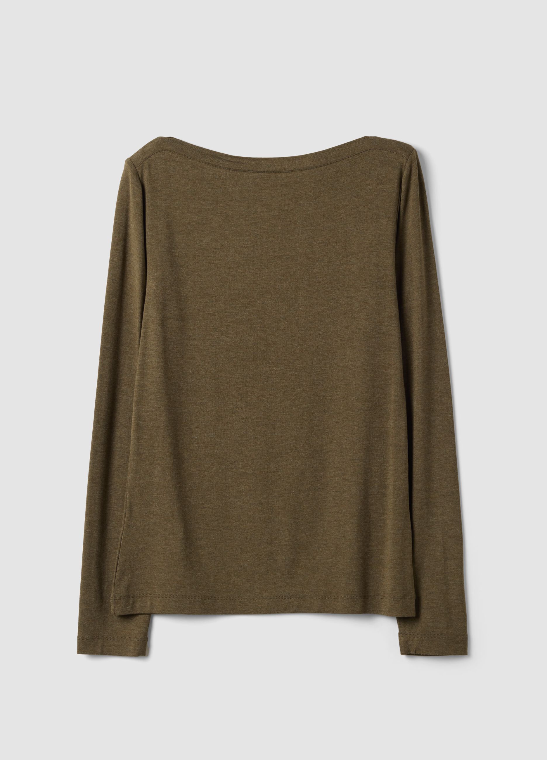 Green stretch-viscose slim-fit T-shirt