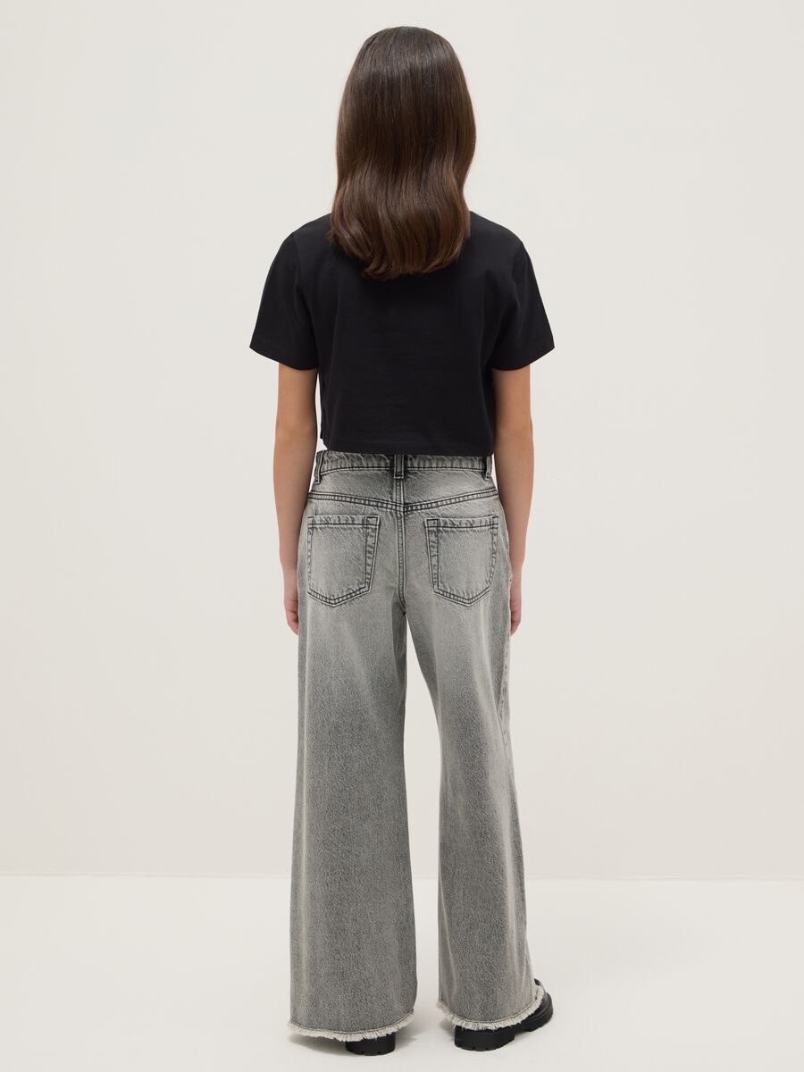 Jeans culotte in puro cotone grigio da ragazza vestibilit&agrave; comoda_1