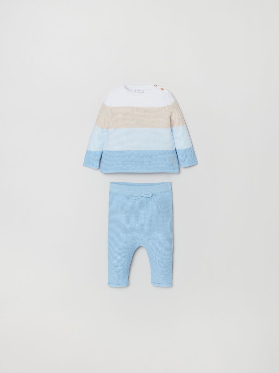 Set maglia e pantaloni tricot a righe_0