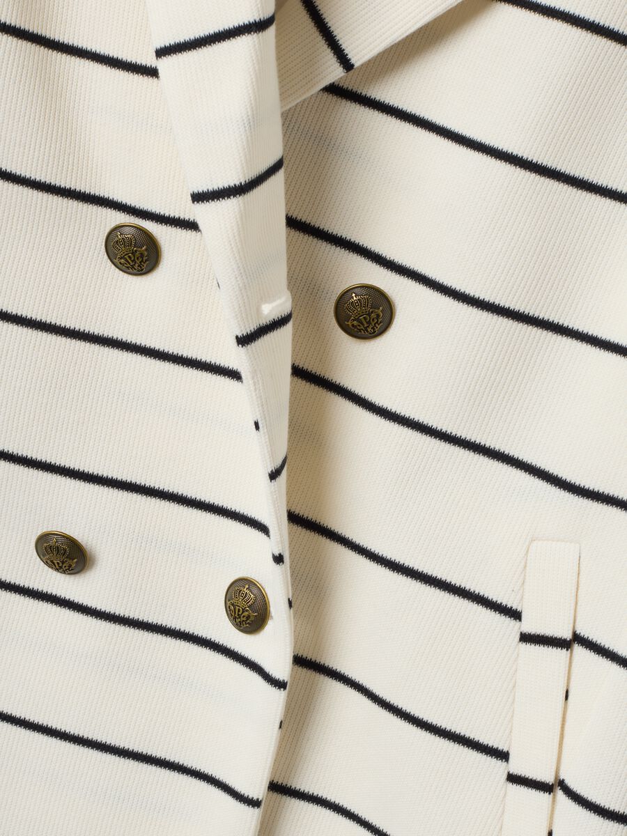 Blazer bianco a righe regular fit doppiopetto con rever classico_5