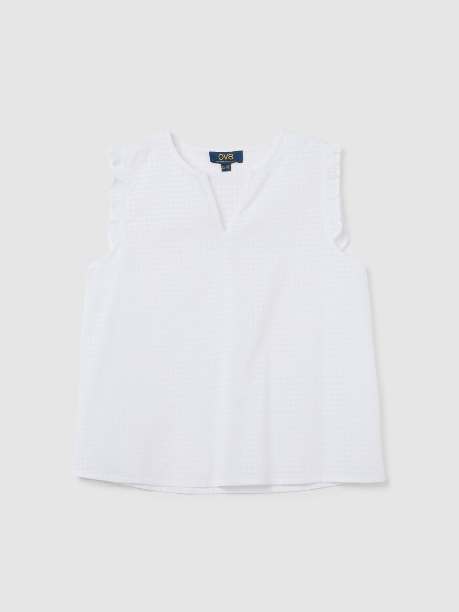Women's pure white cotton top regular fit_0