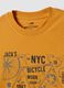T-shirt arancione in puro cotone con stampa frontale regular fit_5