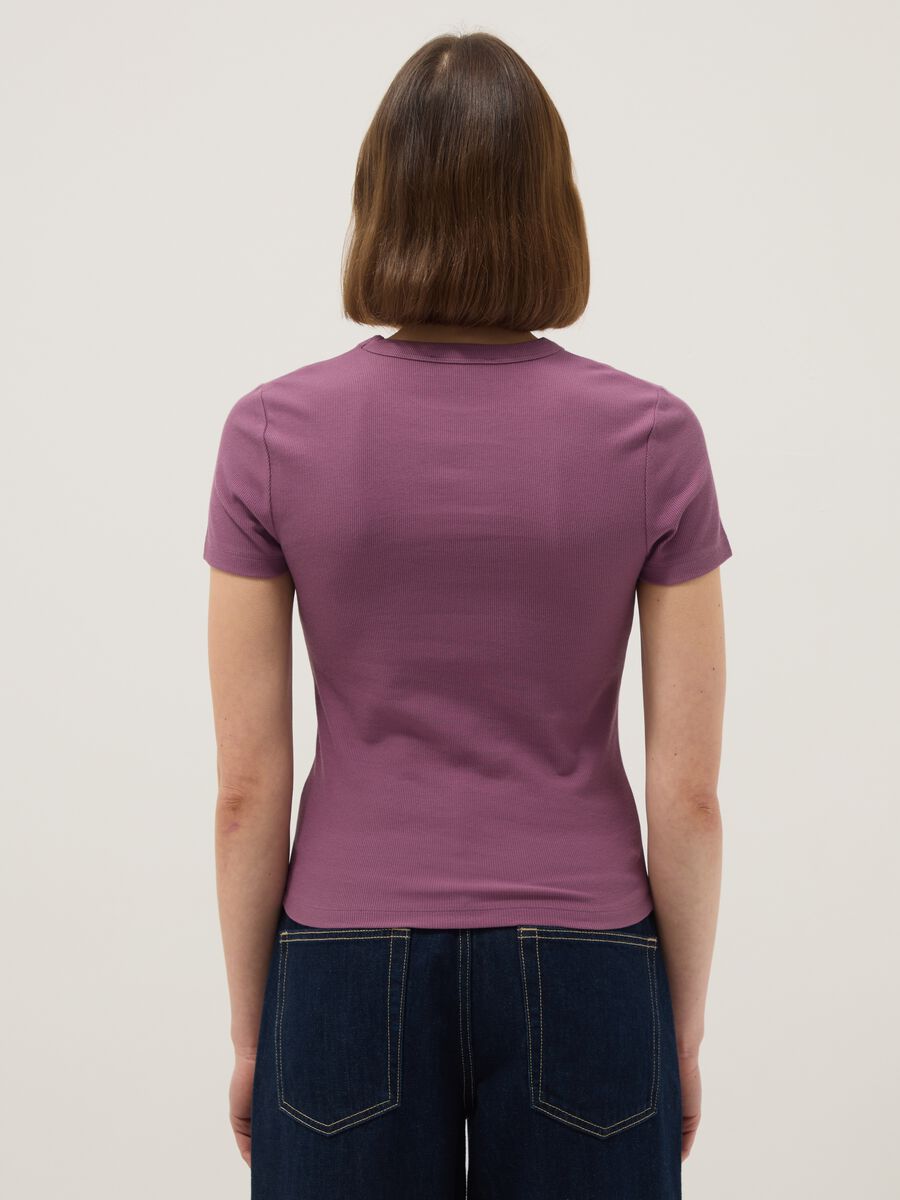 Purple fitted short-sleeve stretch cotton T-shirt_3