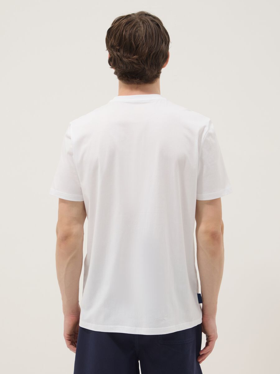 White pure cotton T-shirt with front print, regular fit_3