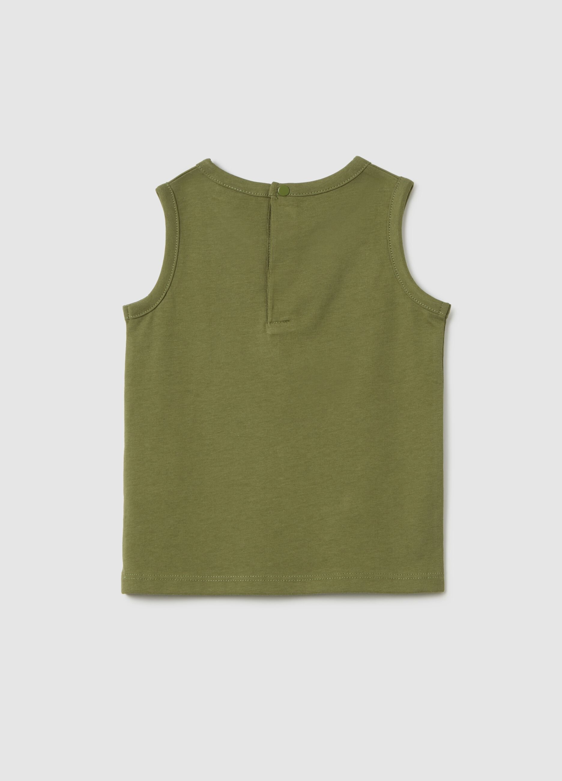 Canotta da bambino in puro cotone verde regular fit