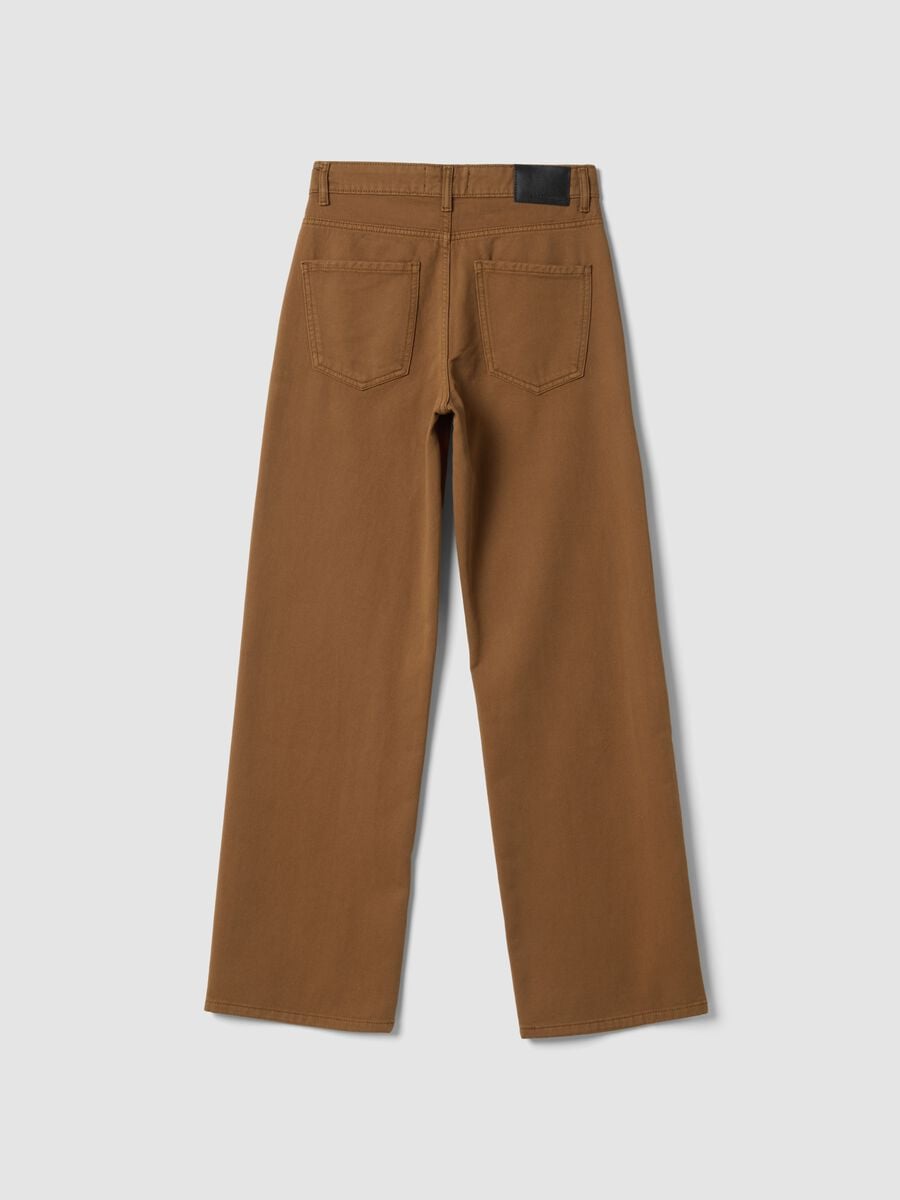 Jeans marroni wide leg in puro cotone_6