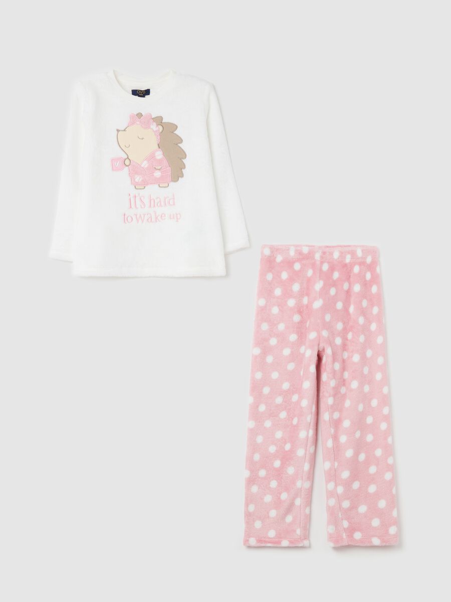 Fleece pyjamas with "It's hard to wake up" embroidery_0