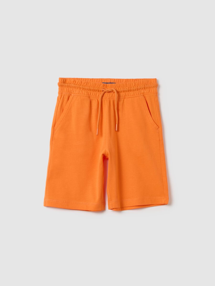Orange shorts in cotton with elasticated waist_0