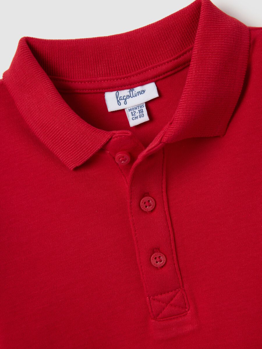 Children's red regular fit pure cotton polo shirt_3