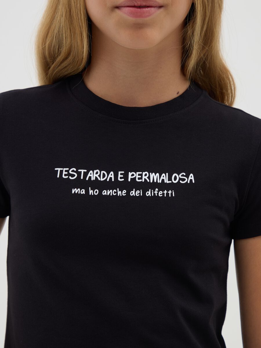 Girls' black pure cotton regular fit t-shirt with print_1