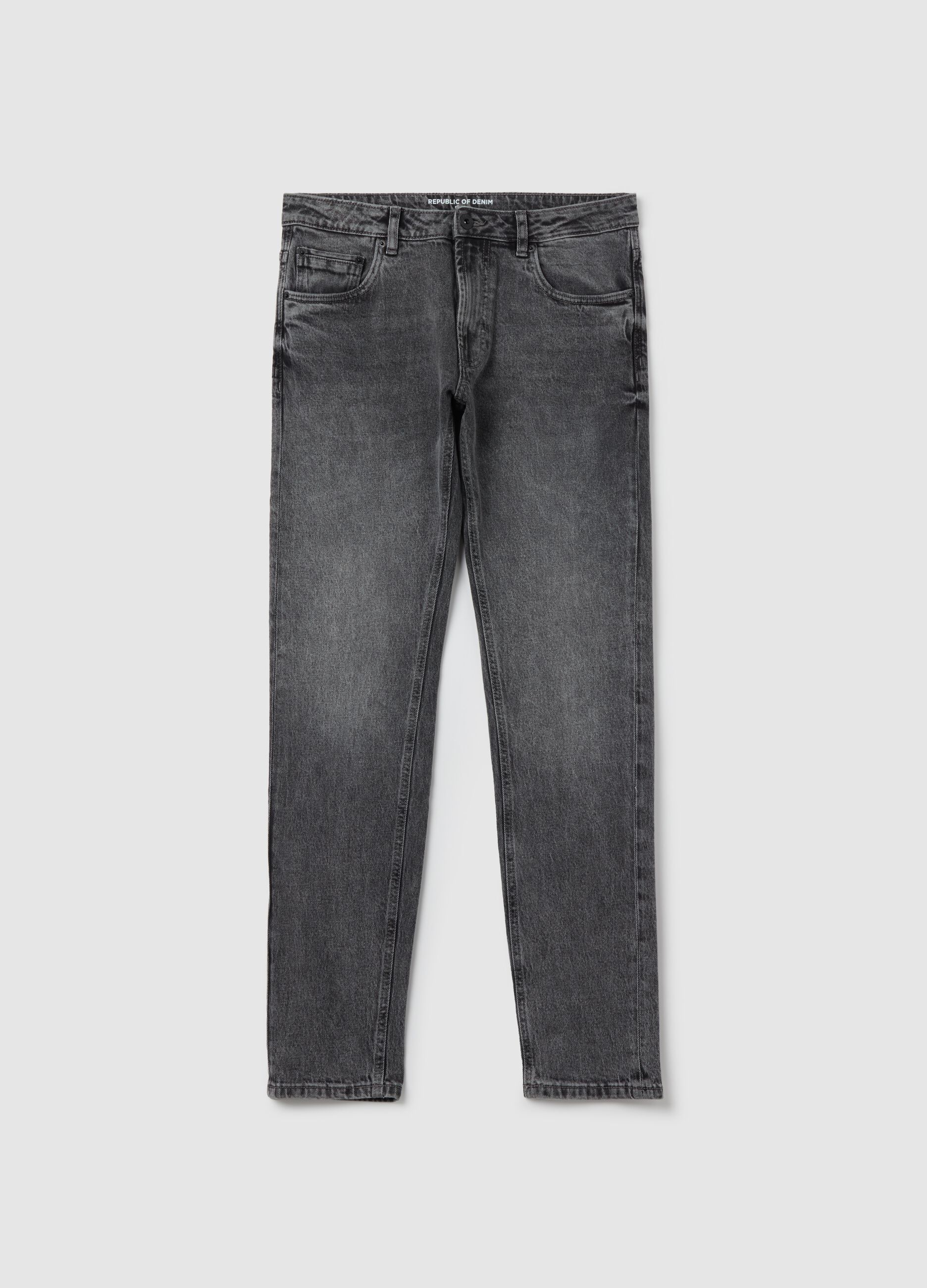 Slim-fit acid-wash jeans