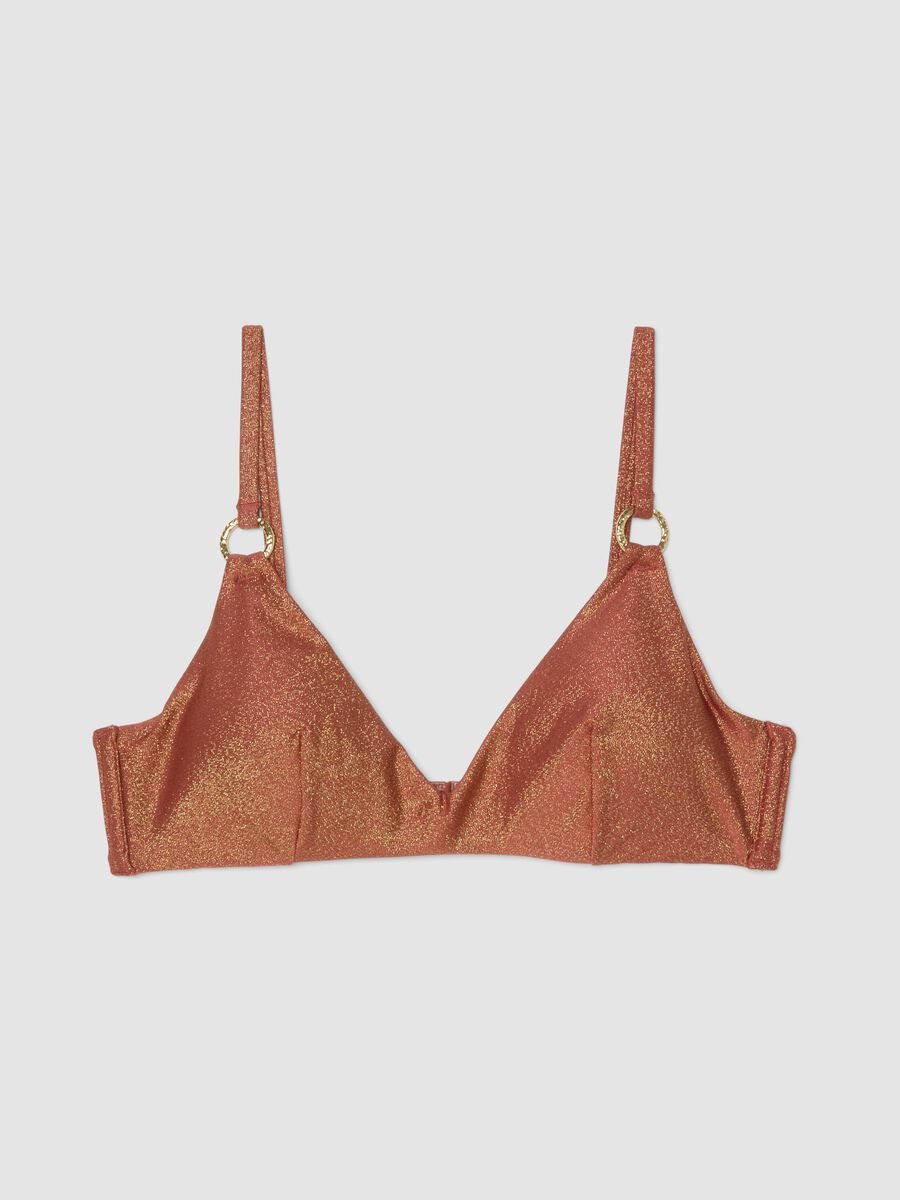 Top bikini elasticizzato marrone con imbottitura e texture glitterata_4