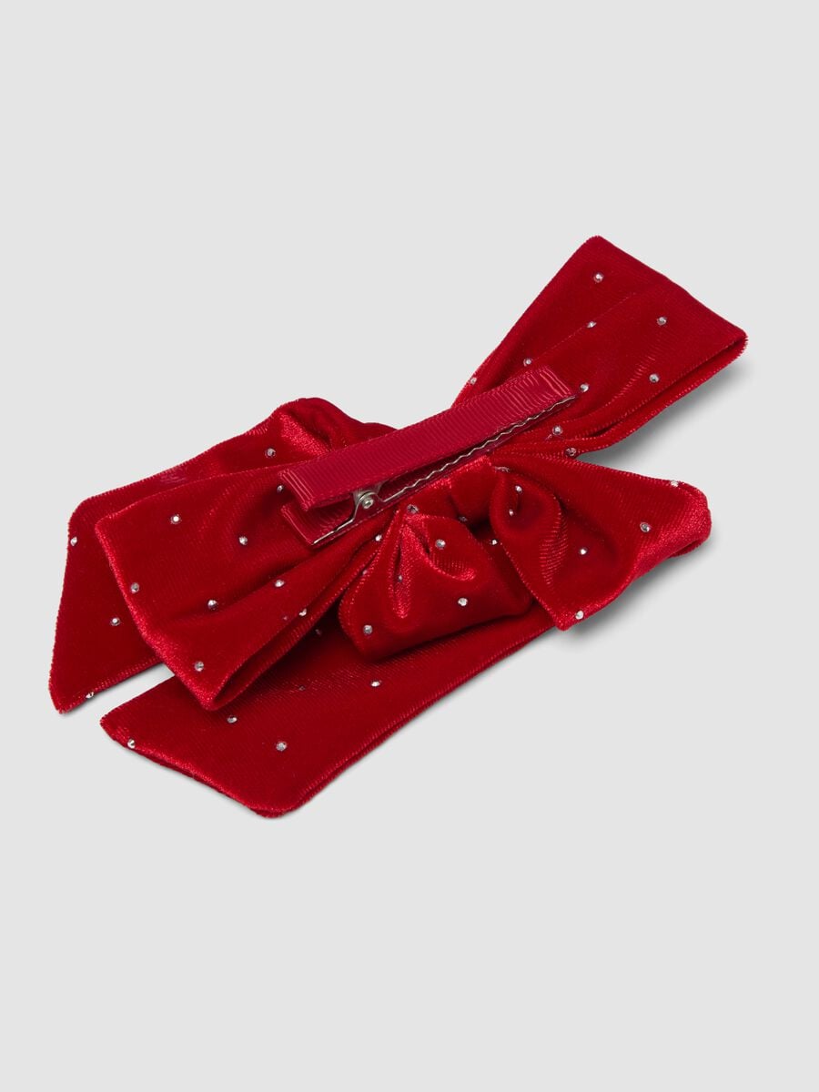 Fiocco rosso con strass per capelli_1