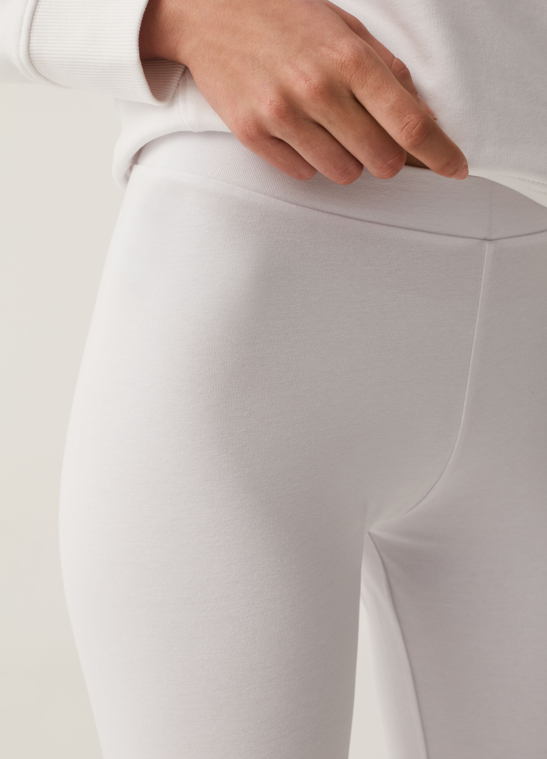 Fitness crop leggings in stretch cotton