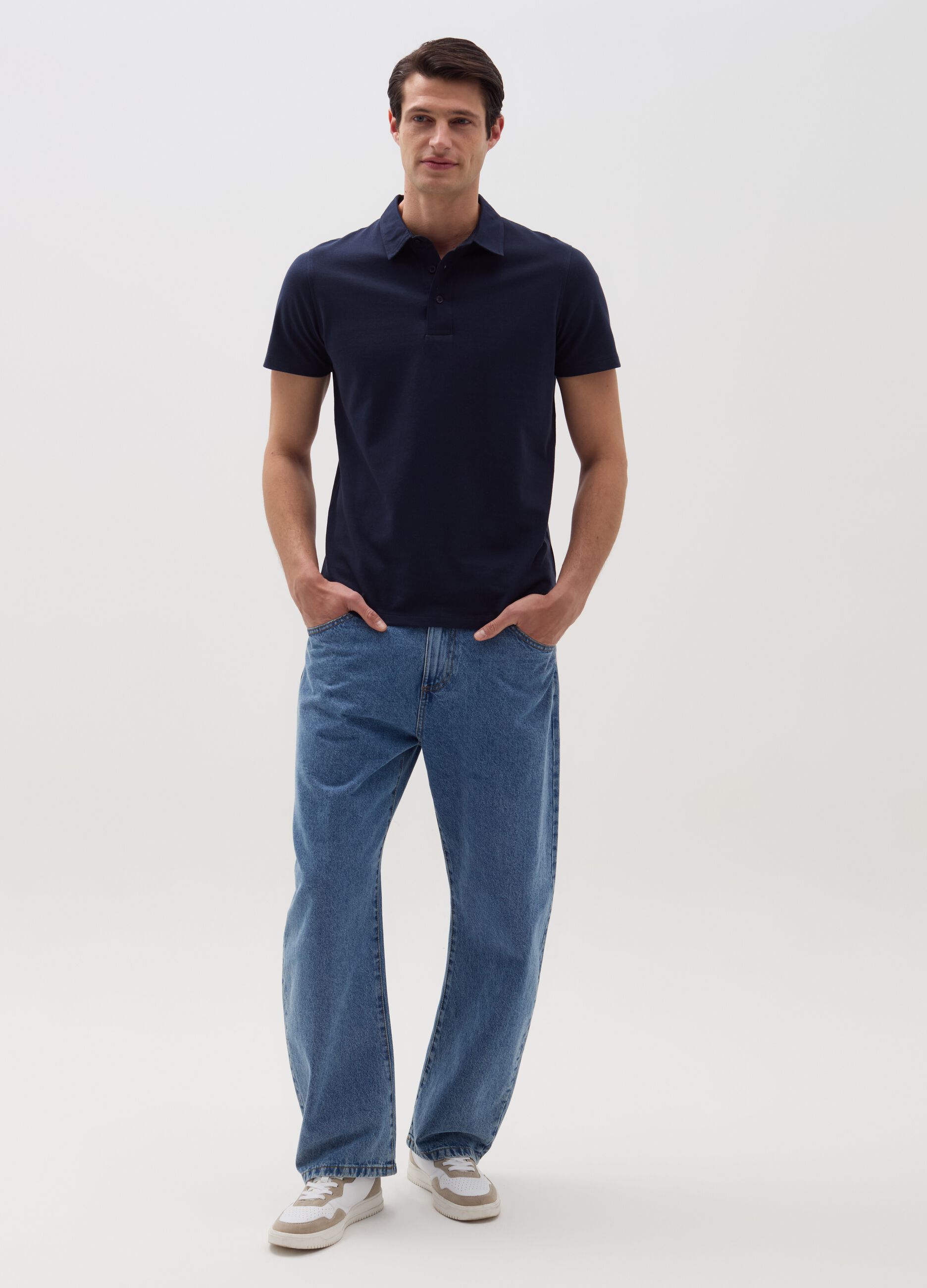 Solid colour piquet polo shirt