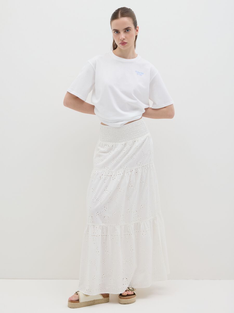 Women's White Long Skirt in Pure Cotton - Regular Fit_0