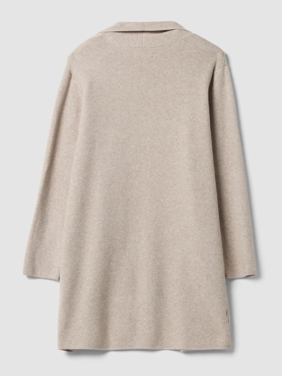 Beige viscose-blend cardigan with raised floral appliqu&eacute;_2