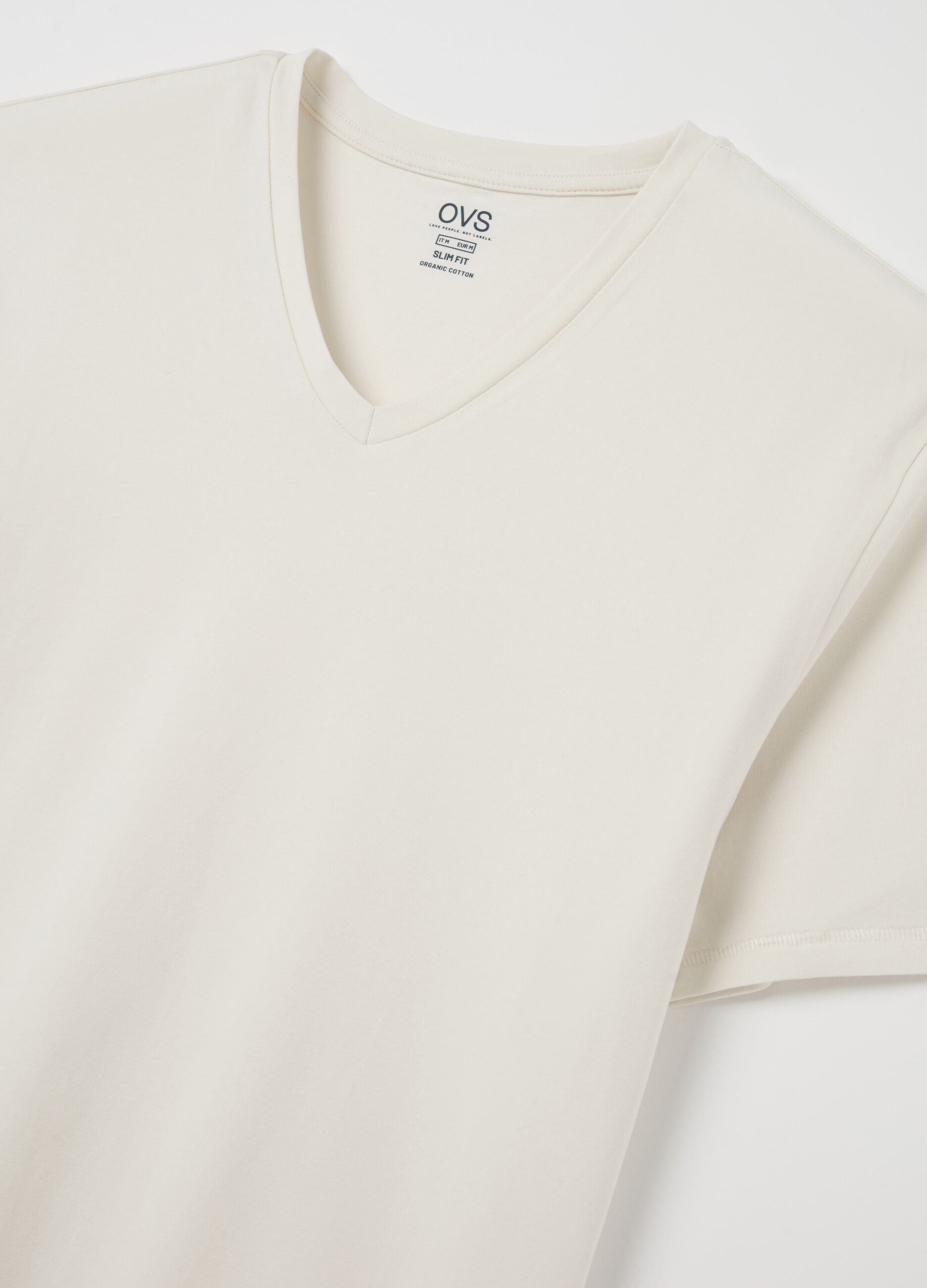 T-shirt slim fit in cotone stretch scollo a V