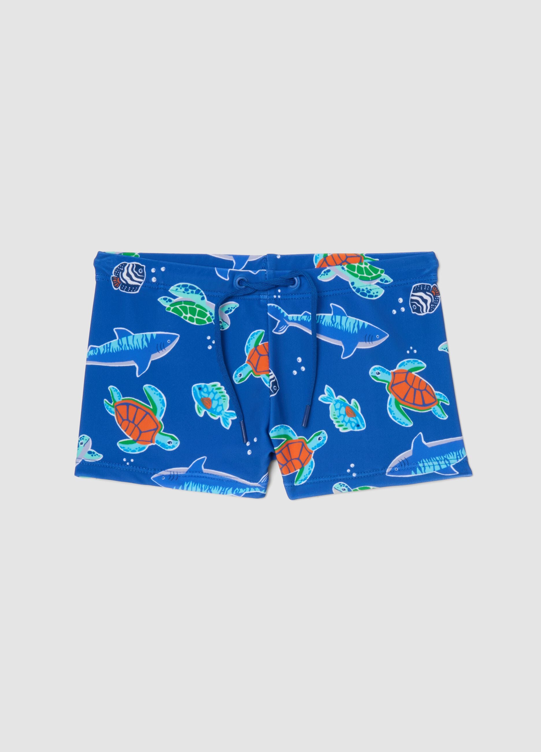 Blue stretch swim shorts