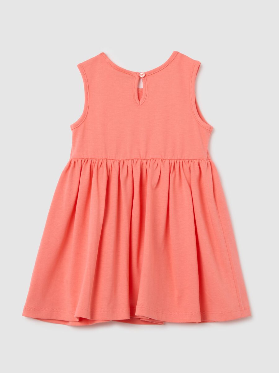 Baby girl dress in pure orange cotton regular fit_1
