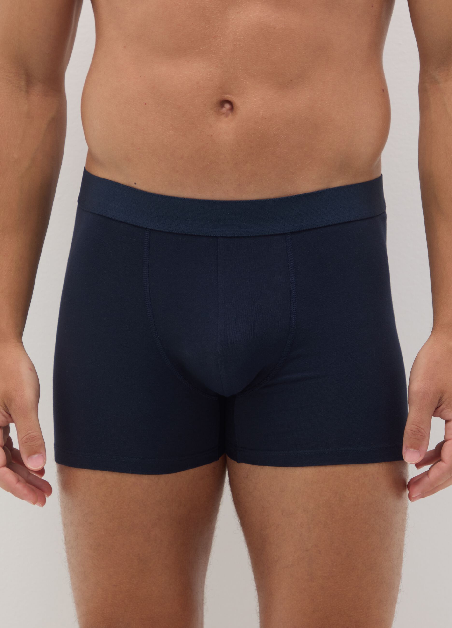 Set of three regular fit blue stretch cotton boxers