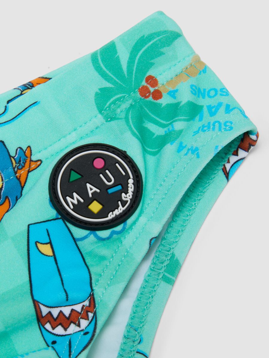 Boys&rsquo; blue stretch swim briefs with print_3