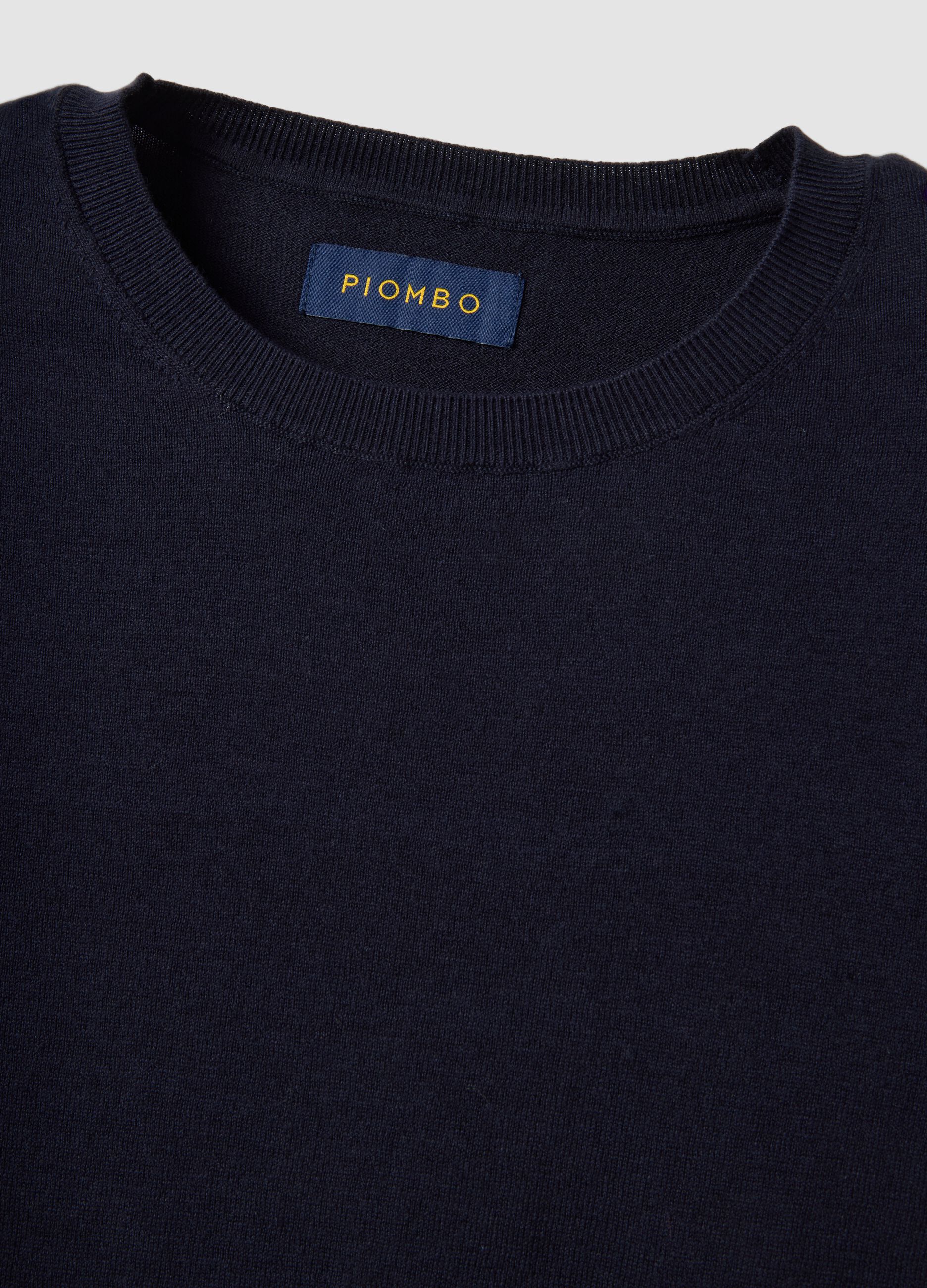 T-shirt a maniche corte in misto cotone, lino e seta blu regular fit