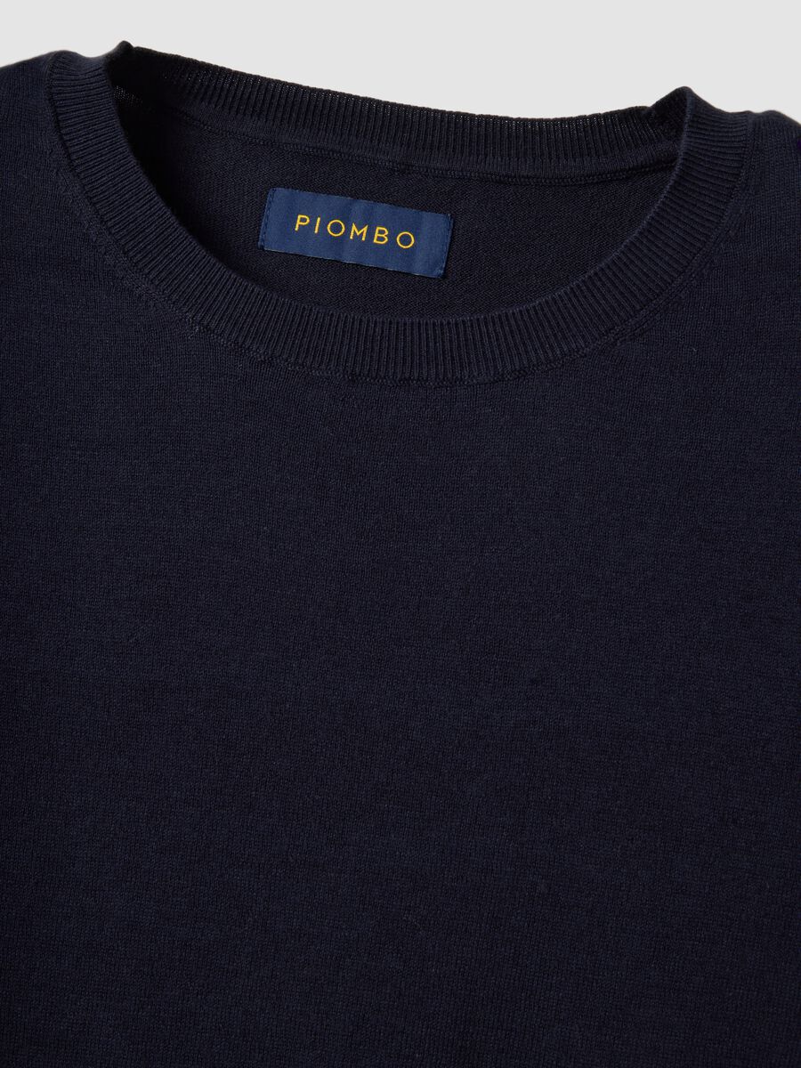 Short-sleeve T-shirt in blue cotton, linen and silk blend regular fit_5
