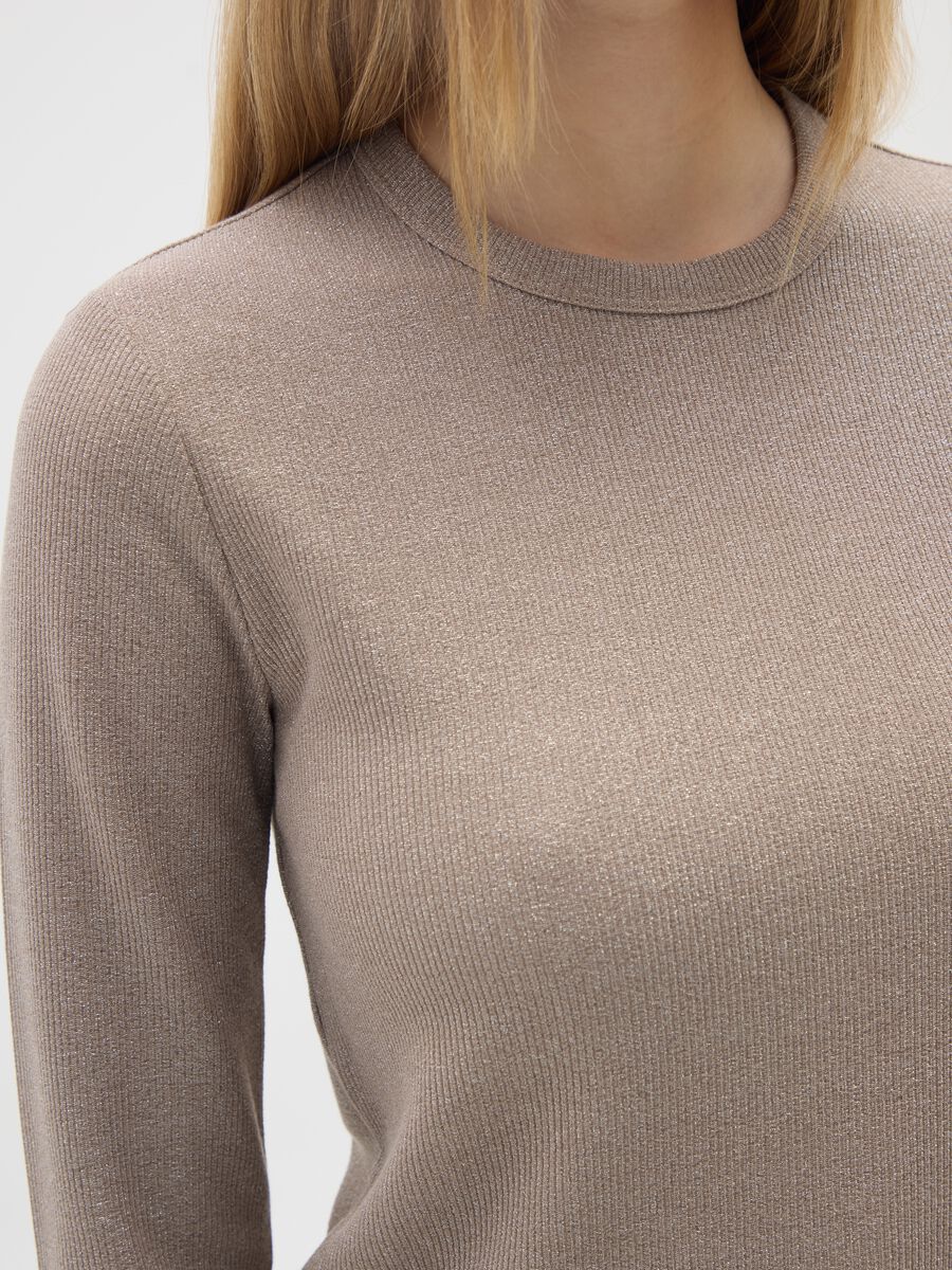 Beige long-sleeve stretch top_3