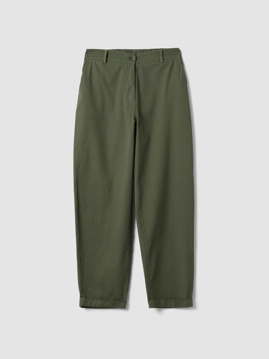 Green regular-fit stretch cotton trousers_0