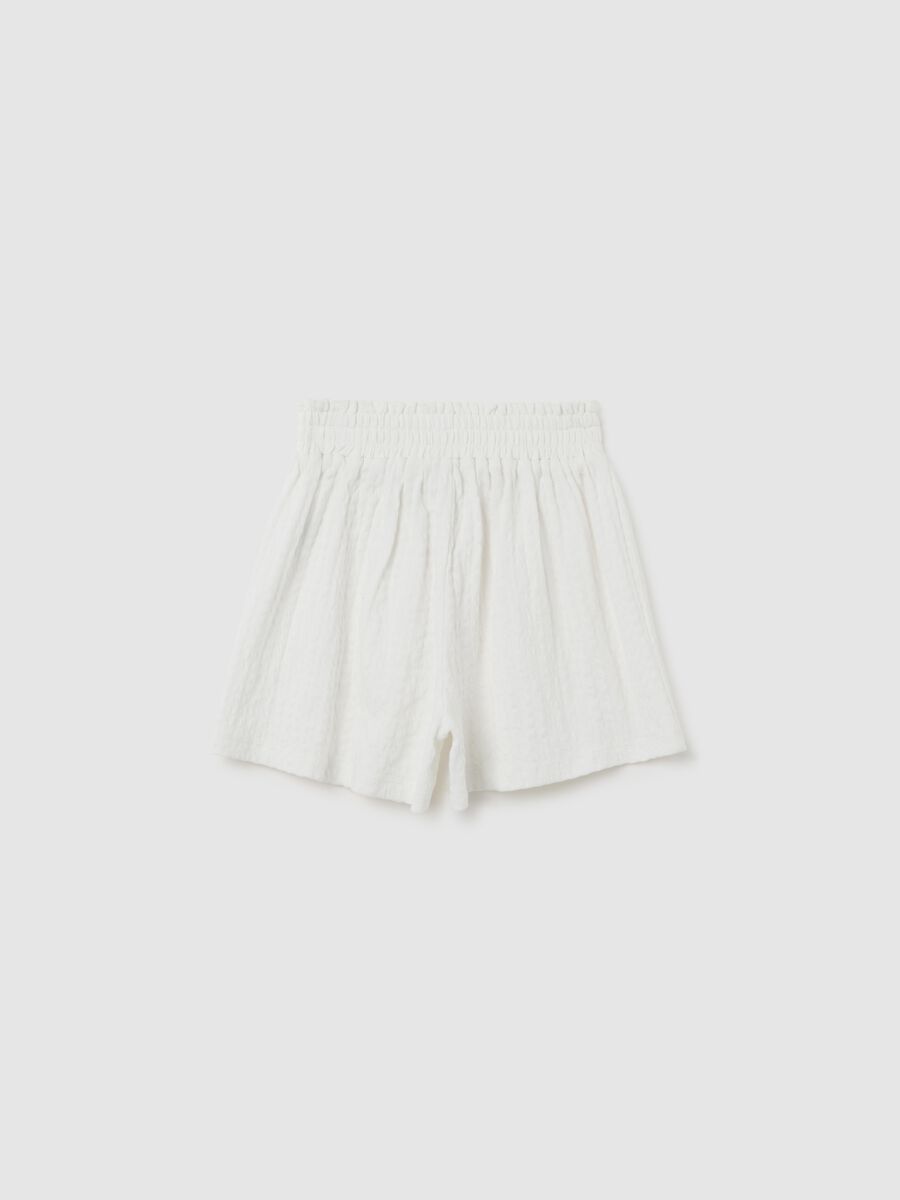 Shorts da bambina in cotone bianco regular fit_1