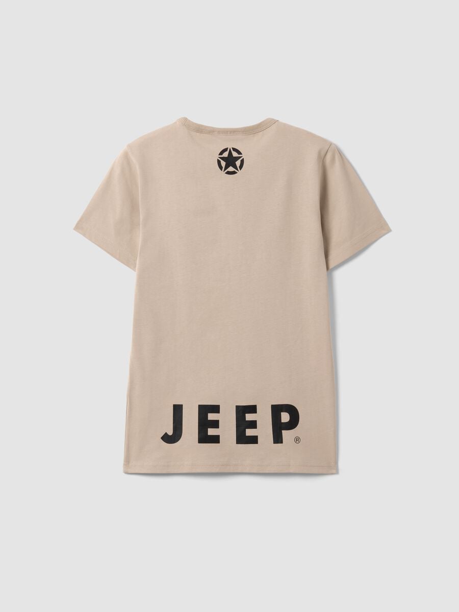T-shirt beige in puro cotone con stampa fronte e retro_2