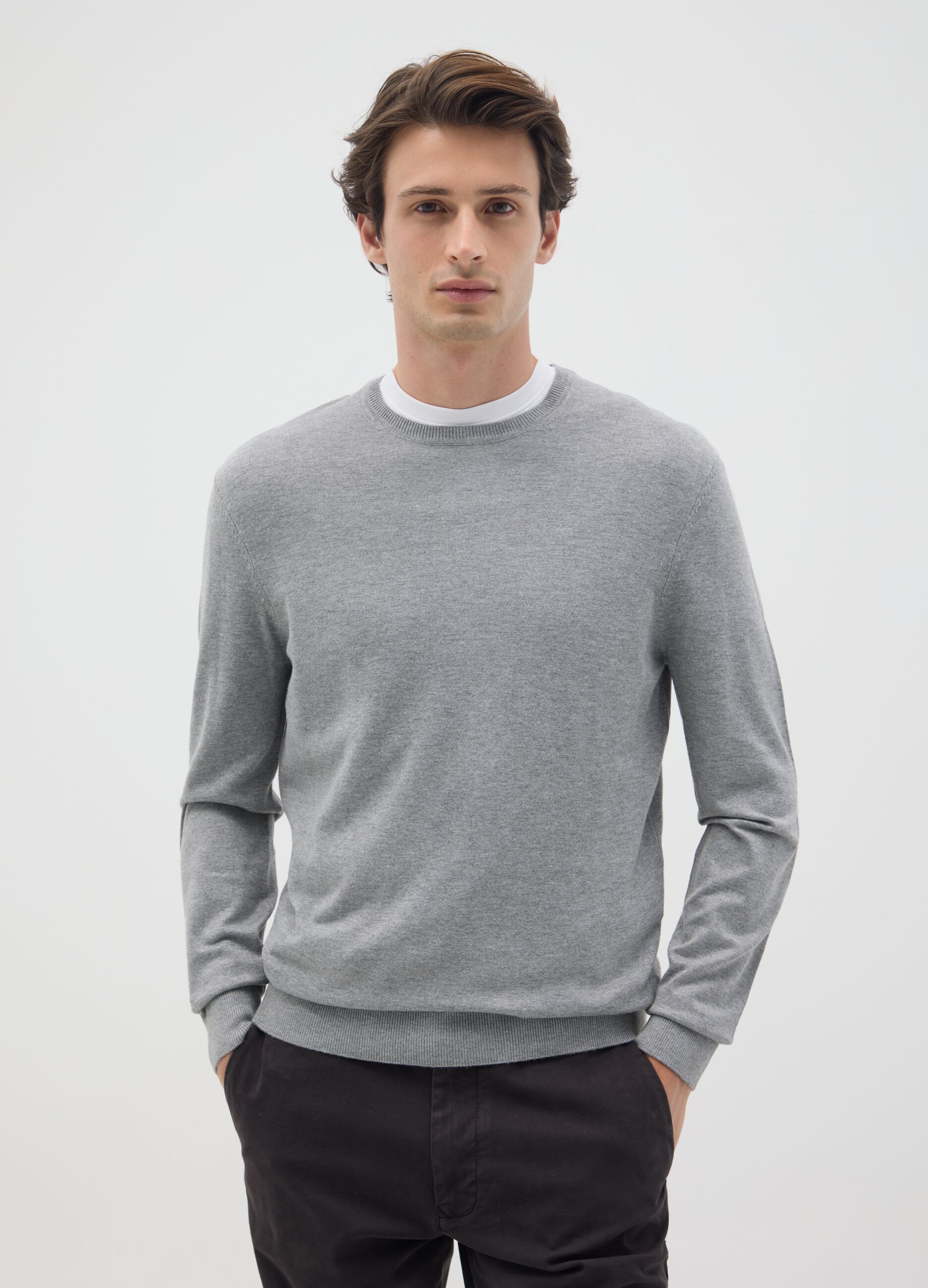 Grey viscose blend jumper regular fit