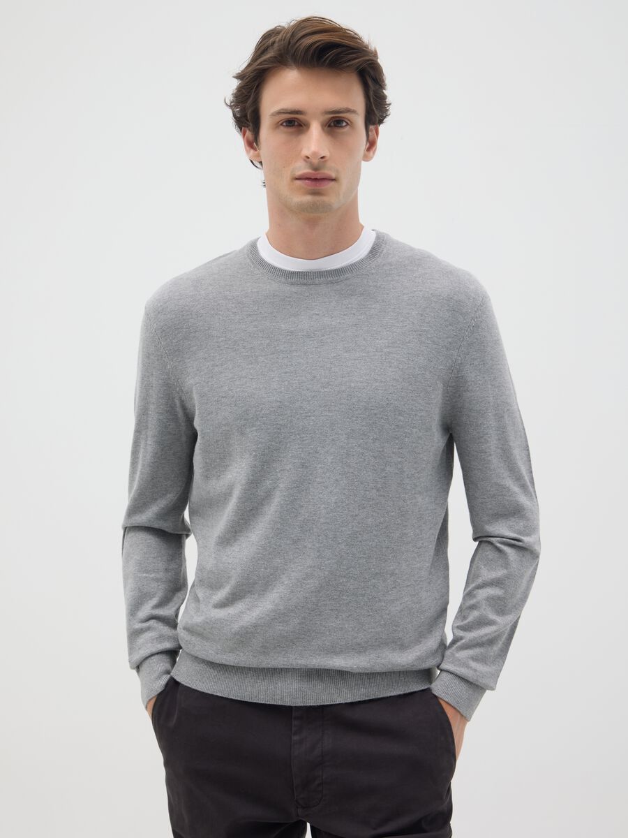 Grey viscose blend jumper regular fit_0