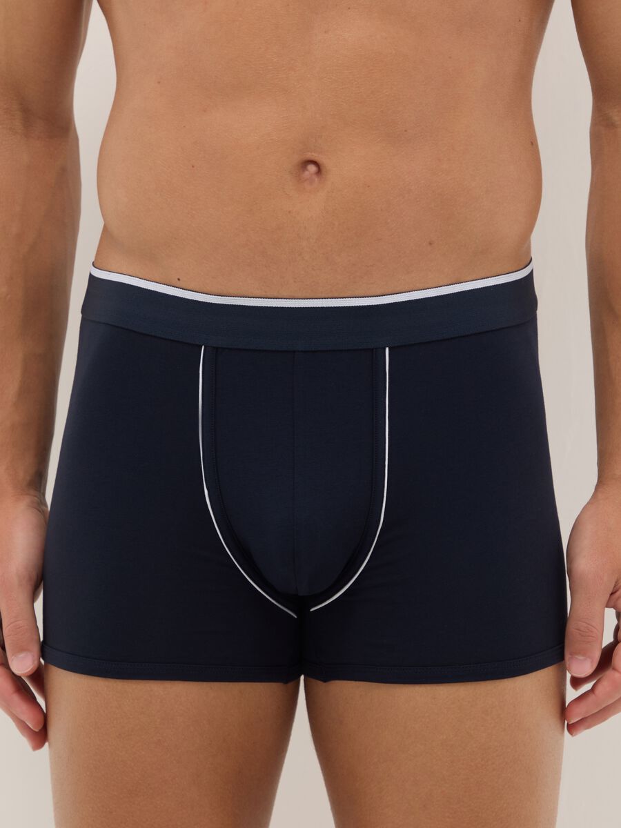 Blue Stretch Cotton Regular Fit Boxers Twin Pack_1
